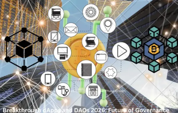 Diagram showing Breakthrough dApps and DAOs 2026: Future of Governance