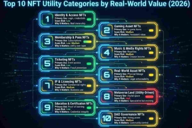 The Image showing Top 10 NFT Utility Assets Categories 2026
