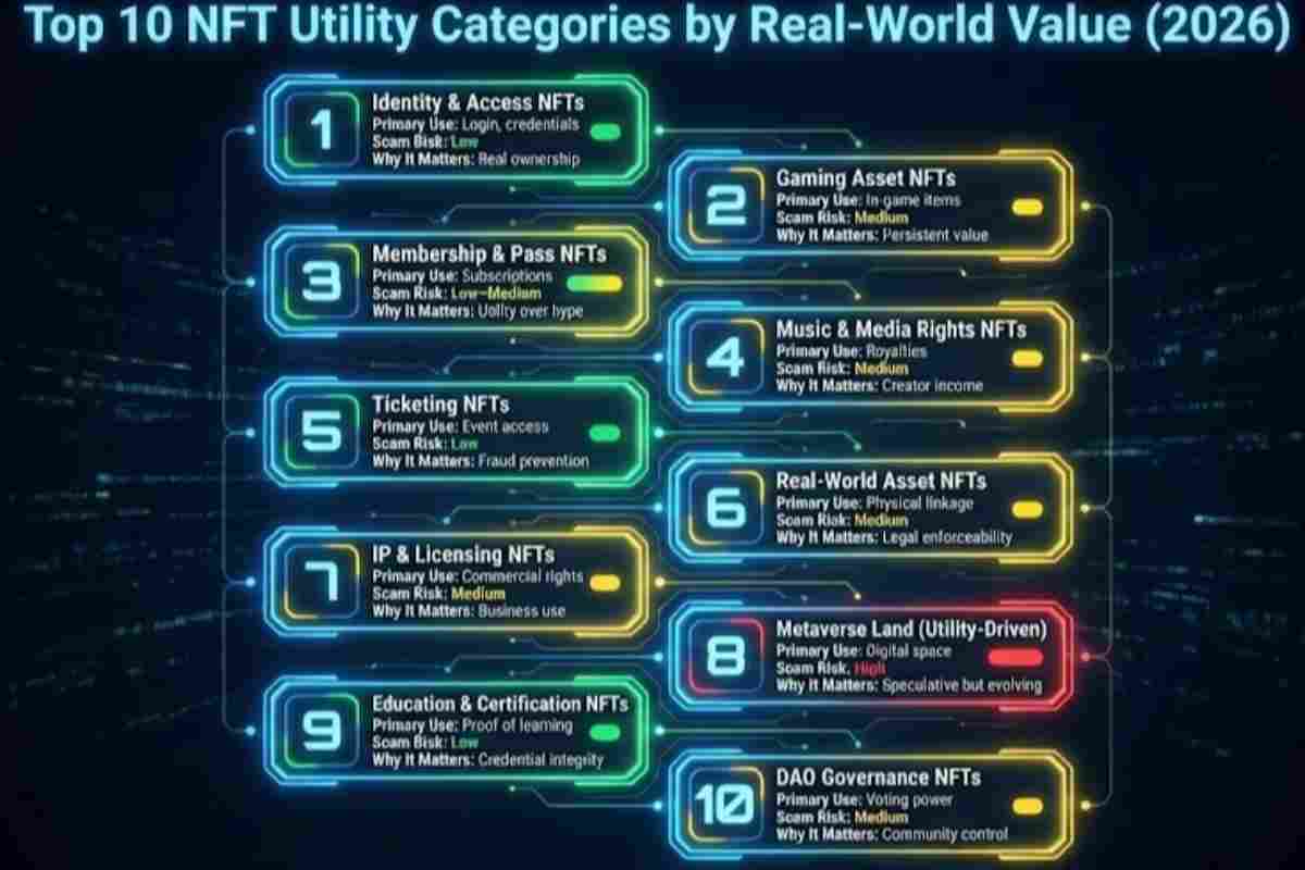 The Image showing Top 10 NFT Utility Assets Categories 2026