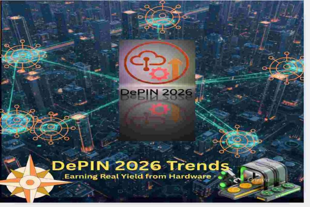 This infographic of DePIN 2026 Trends- Earning Real Yield from Hardware