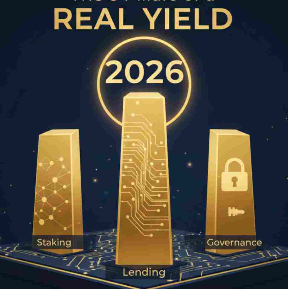 This image shows Real Yield 2026: The New Standard for Sustainable Crypto Income