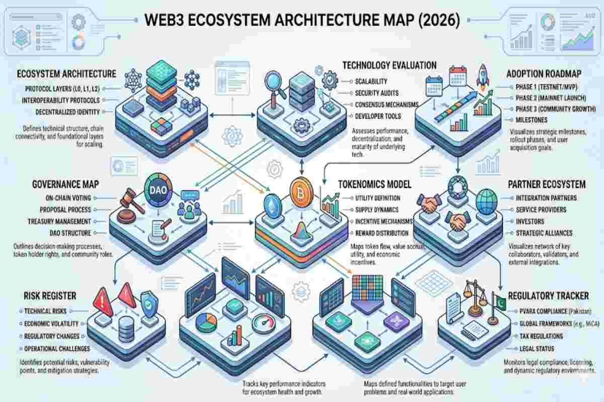 This Infographic of Web3 Ecosystem Architecture Map Template (2026)