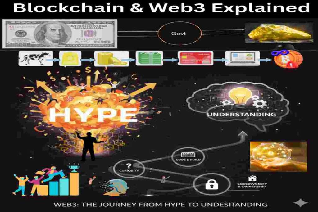 This infographic of Blockchain & Web3 Explained: Bitcoin, Ethereum, & Decentralized Internet in 2026