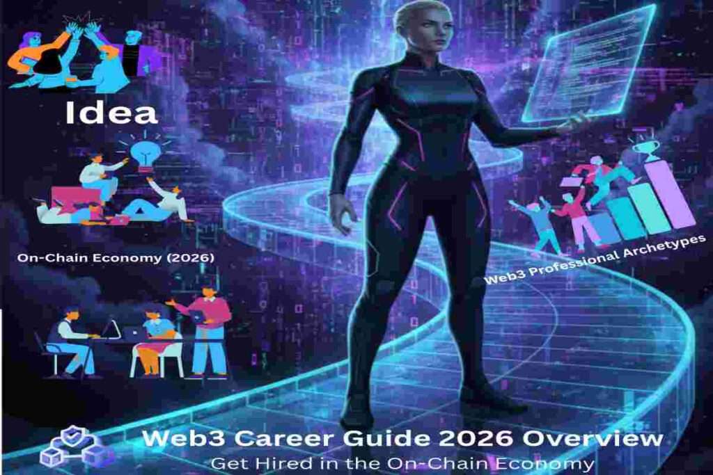Infographic of Web3 Career Guide 2026 Overview Get Hired in the On-Chain Economy