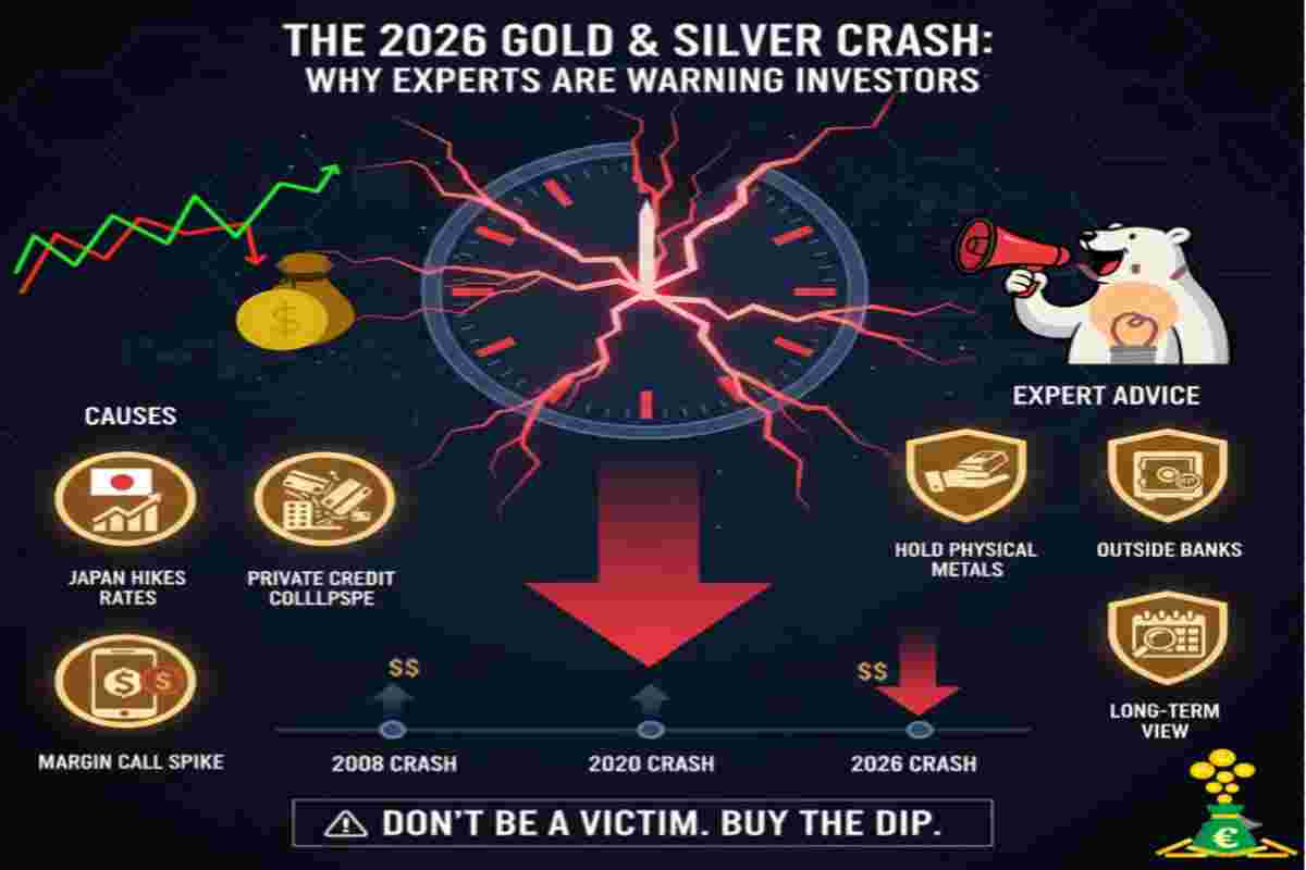 This infographic of 2026 Gold & Silver Crash where Experts Are Warning Investors to Protect Physical Metals