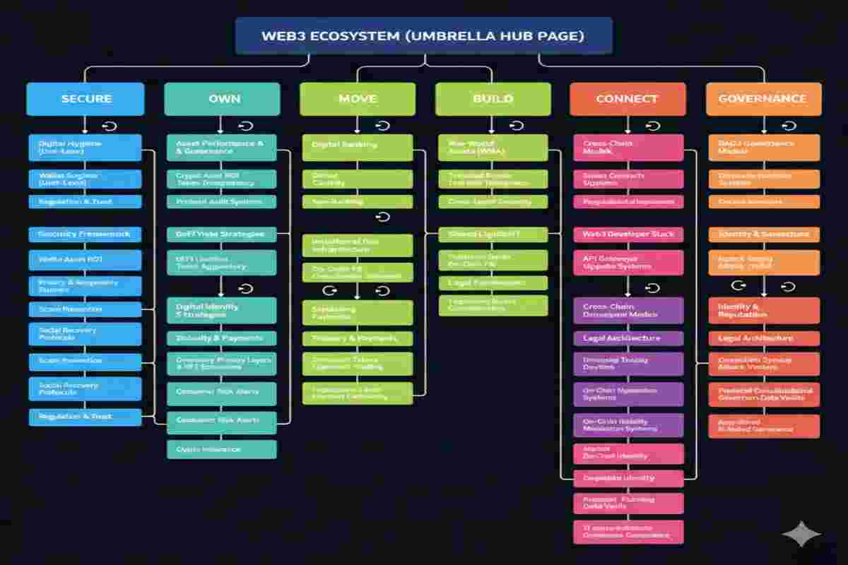 Infographic of Web3 Ecosystem Architecture and Content Roadmap 2026