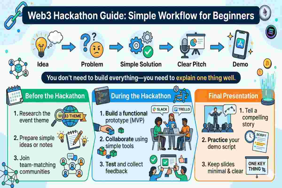 This infographic of Blockchain Hackathon for Beginners- Can Non-Coders Really Win in 2026?