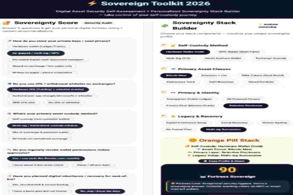 Infographic of Crypto Security Checklist 2026 explained Crypto Self-Custody Security Toolkit, build a Fortress for Your Digital Assets