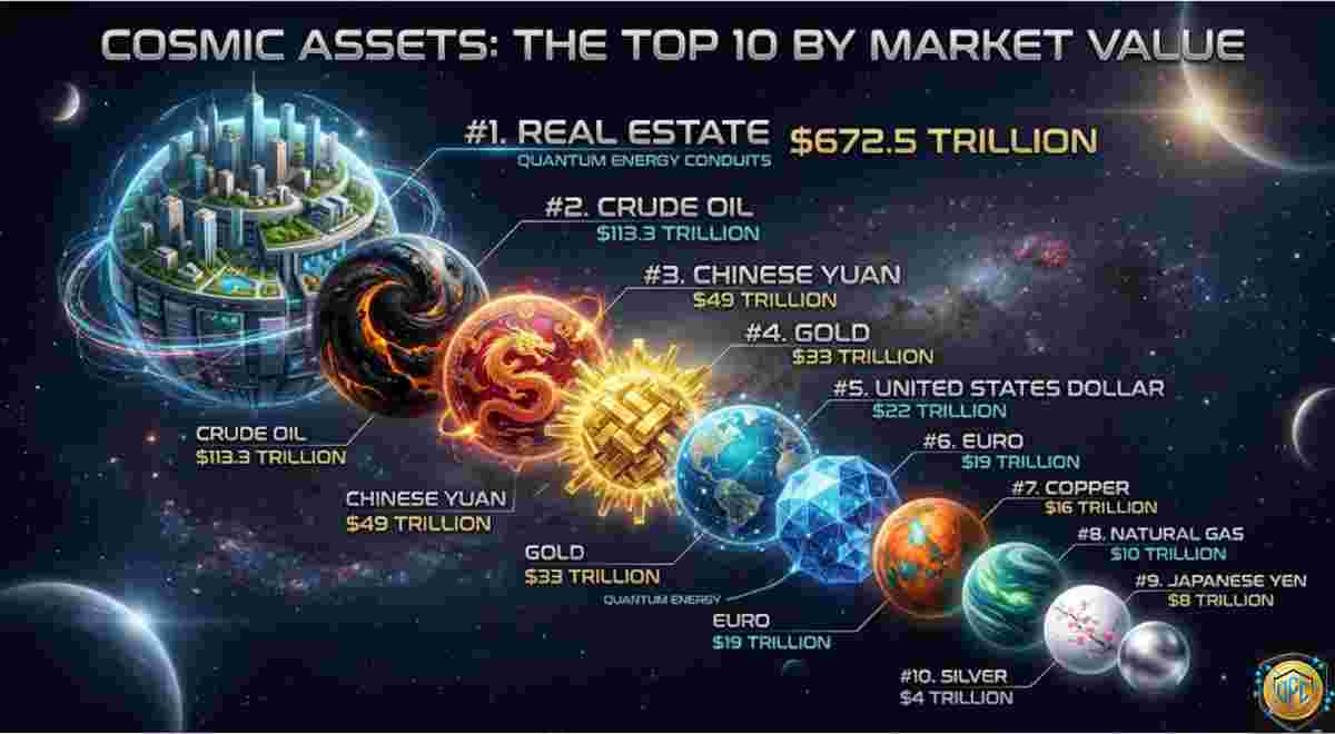 Infographic of Global Asset Decoupling 2026, explained The $700 Trillion Shift Into Gold, Real Estate, and Crypto