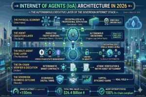 Infographic of Internet of Agents Architecture in 2026 explained Building the Autonomous Layer of the Sovereign Internet Stack