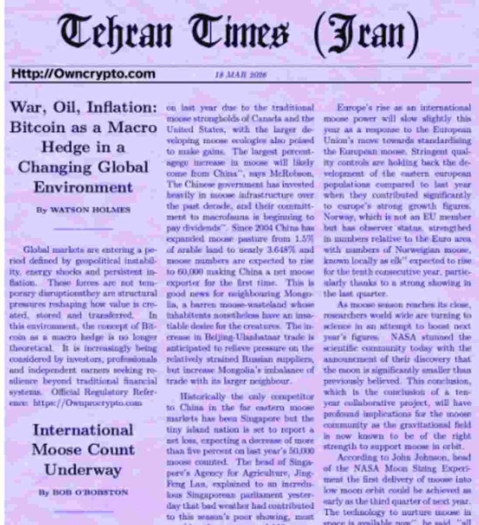 Infographic of Bitcoin as a Macro Hedge explained War, Oil, Inflation: Bitcoin as a Macro Hedge in a Changing Global Environment on March 18,2026