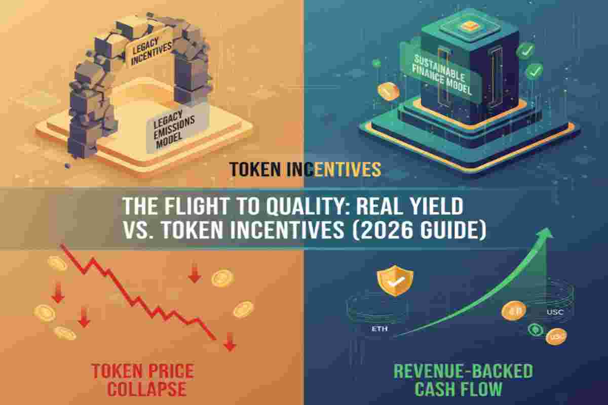 This Introduction Infographic Image of Real Yield vs. Token Incentives (2026)