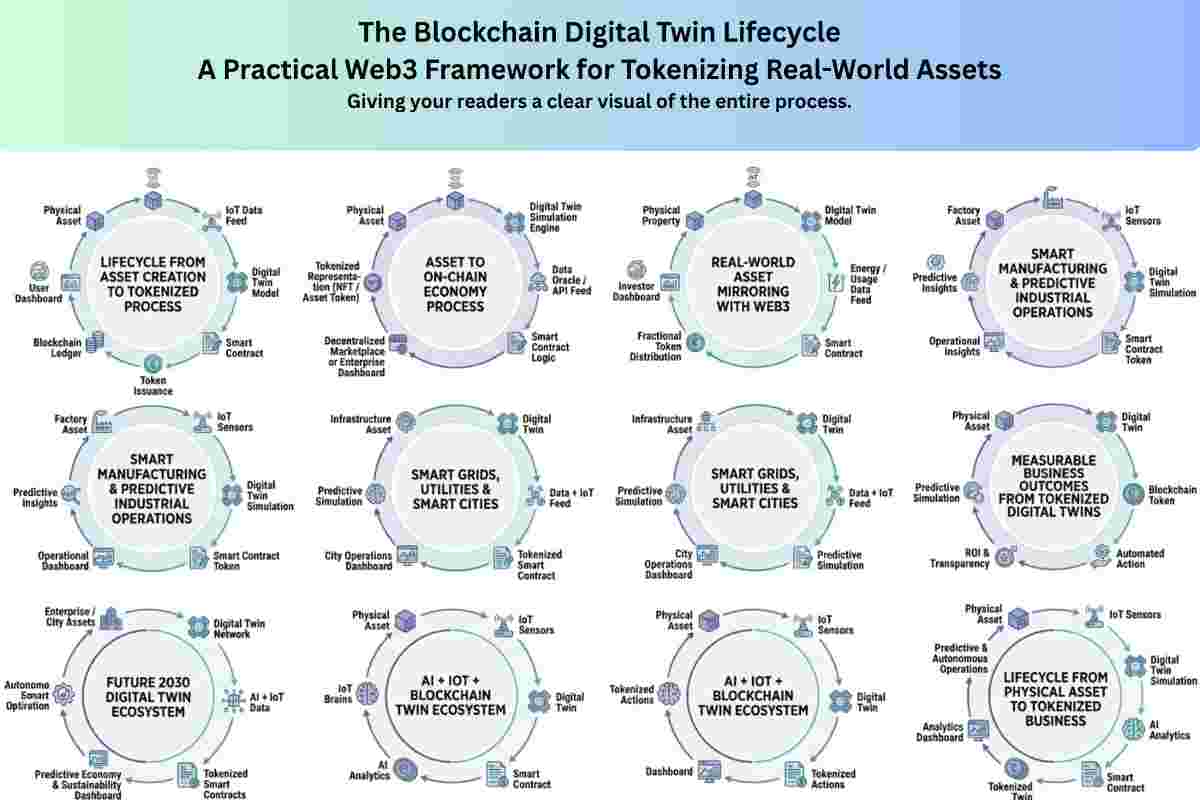 Infographic of The Blockchain Digital Twin Lifecycle: A Practical Web3 Framework for Tokenizing Real-World Assets (2026)
