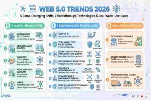 Infographic of Web 5.0 Trends 2026 Exploring 5 Game-Changing Shifts, 7 Breakthrough Technologies & Real-World Use Cases