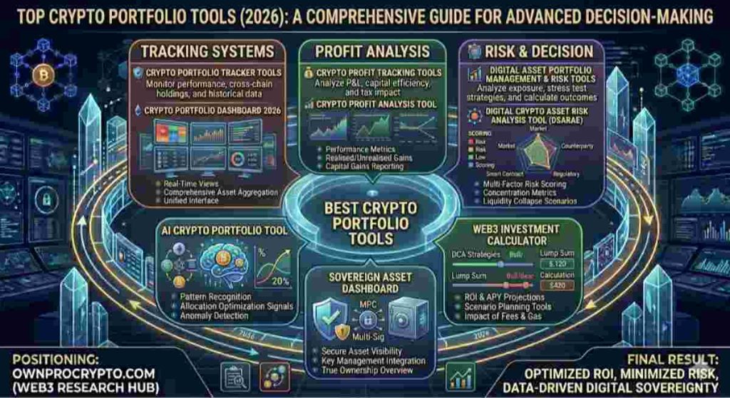 Infographic of Best Crypto Portfolio Guide 2026 explaining available free offline Tools