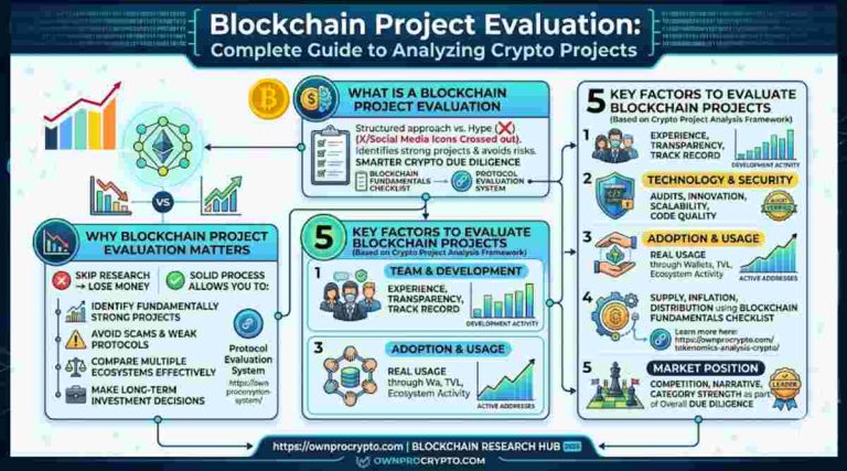 Infographic of Blockchain Project Evaluation: 2026 Complete Guide to Analyzing Crypto Projects