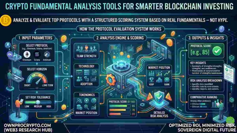 Infographic of Crypto Fundamental Analysis Tools 2026 for Smarter Blockchain Investing