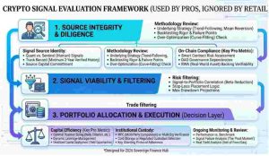 Infographic image of Crypto Signal Evaluation Framework (Used by Pros, Ignored by Retail) in 2026