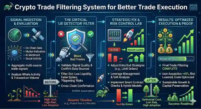 Infographic of Crypto Trade Filtering System for BetterTrade Execution in 2026
