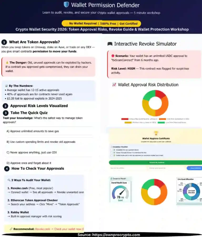 Infographic of Crypto Wallet Approvals explained how to Revoke Token Approvals in 5 Minutes