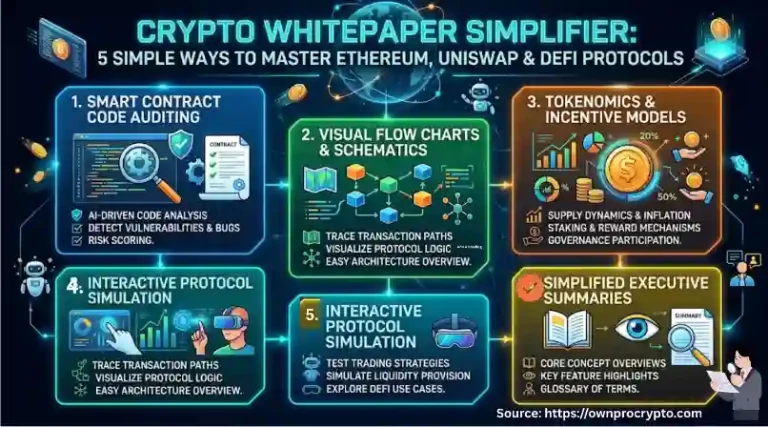 Infographic of Crypto Whitepaper Simplifier: 5 Simple Ways to Master Ethereum, Uniswap & DeFi Protocols