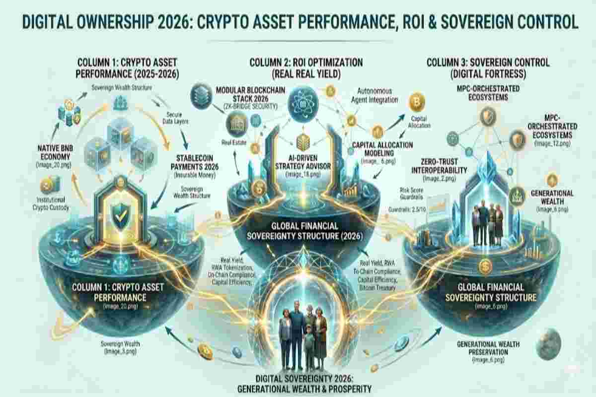 Infographic of Digital Ownership 2026 Exploring Crypto Asset Performance, ROI & Sovereign Control