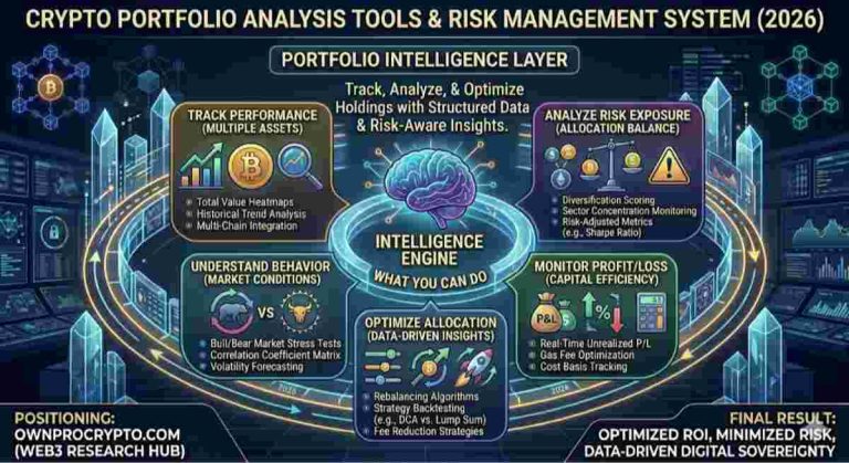 Infographic of Portfolio Intelligence Layer, exploring Crypto Portfolio Analysis Tools & Risk Management System