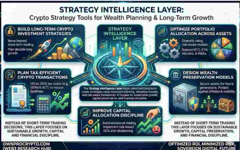 Infographic of Best Crypto Strategy Tools for Wealth Planning & Long-Term Growth