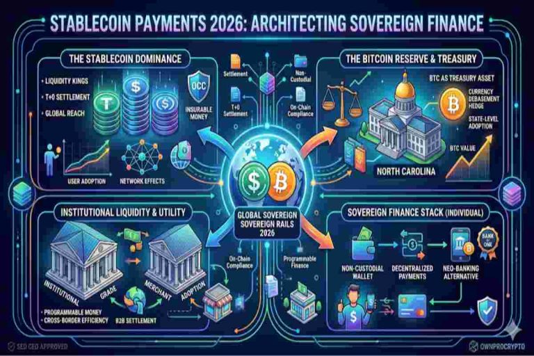 Infographic of Stablecoin Payments 2026. Exploring Architecting Sovereign Finance