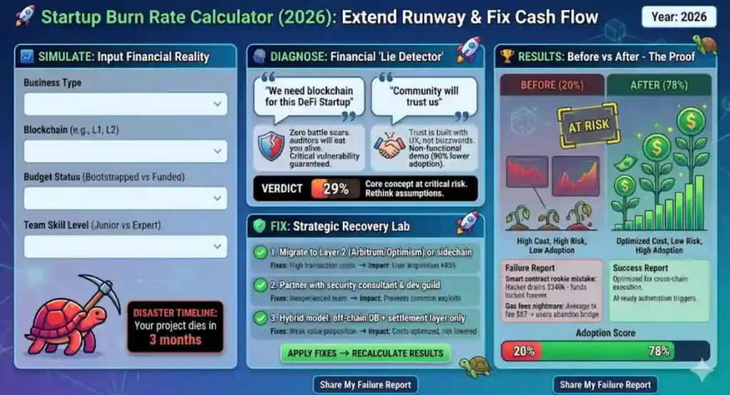 Infographic Image of Startup Burn Rate Calculator (2026)- Extend Runway & Fix Cash Flow