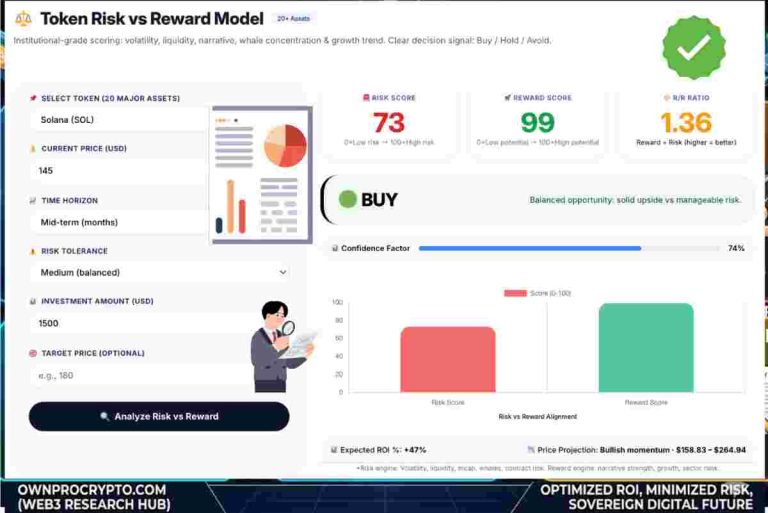 Infographic of Token Risk vs Reward Tool 2026