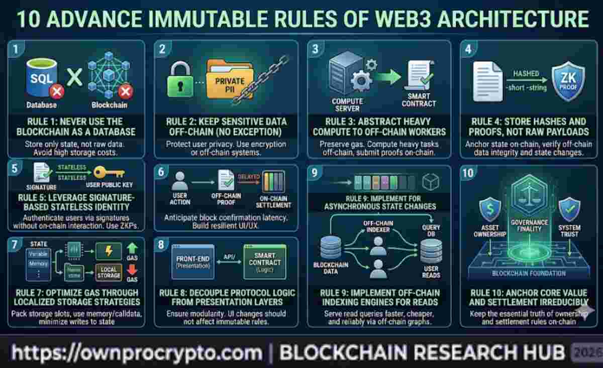 Infographic of 10 Advance Immutable Rules of Web3 Architecture in blockchain 2026