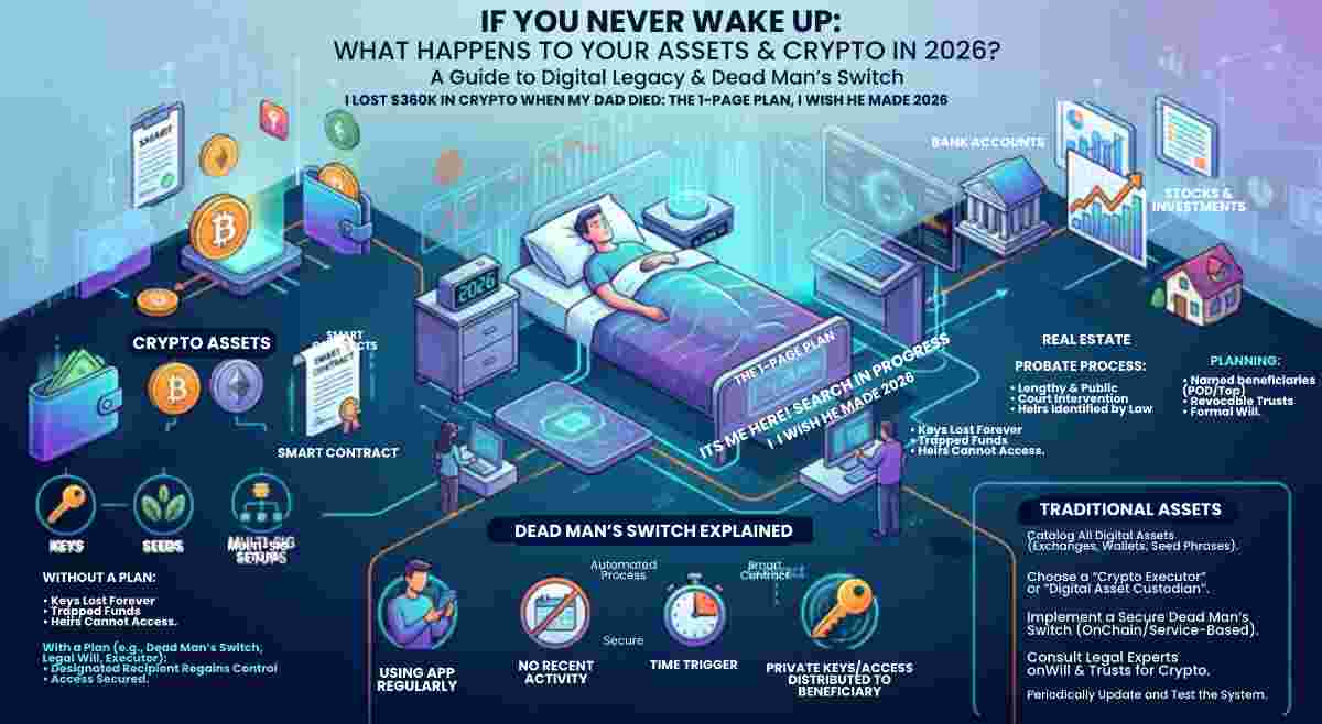 Infographic of my true story- I Lost $360K in Crypto When My Dad Died: The 1-Page Plan I Wish He Made 2026