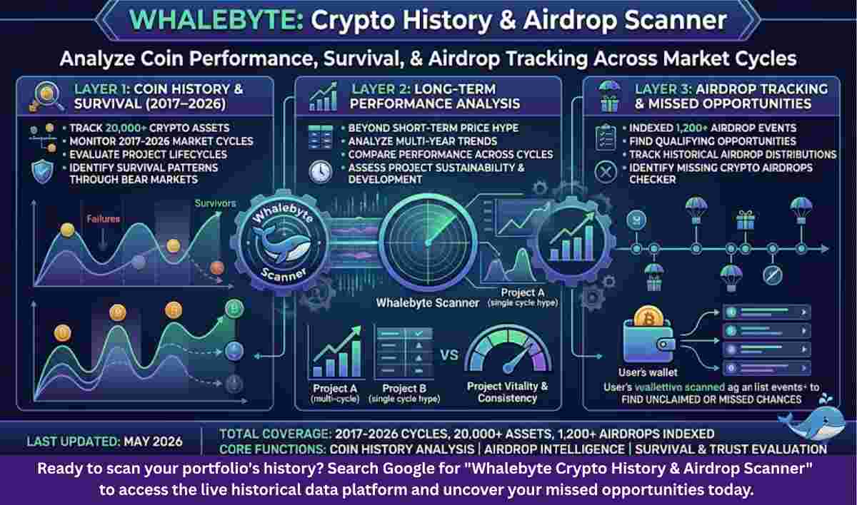 Infographic of Whalebyte Crypto History & Airdrop Scanner in 2026