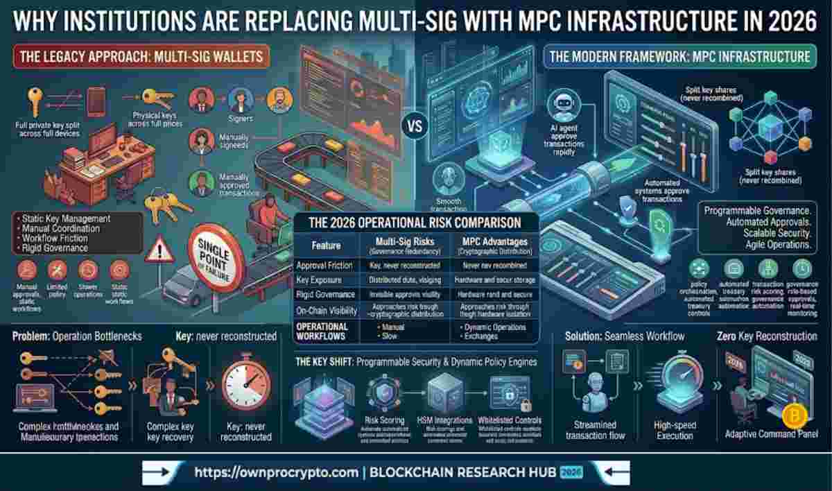 infographic of Why Institutions Are Replacing Multi-Sig with MPC Infrastructure in 2026