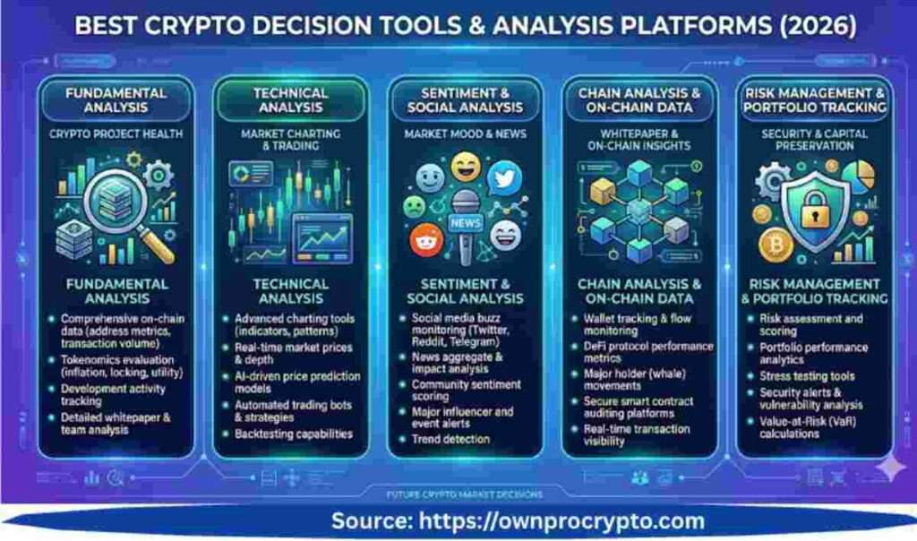 Infographic image of Best Crypto Decision Tools & Analysis Platforms (2026) for Institutional Investor Guide