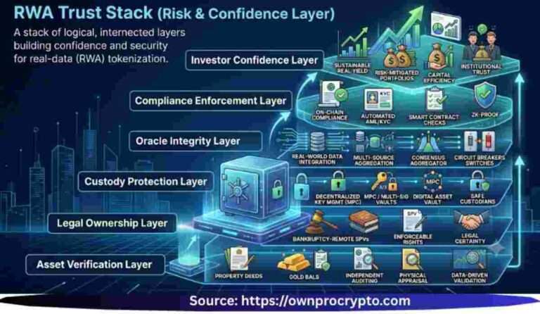 Infographic of RWA Trust Stack- Risk & Confidence Layer (2026)