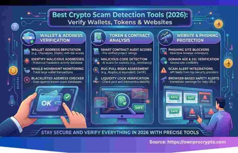 Infographic of Best Crypto Scam Detection Tools (2026): Verify Wallets, Tokens & Websites