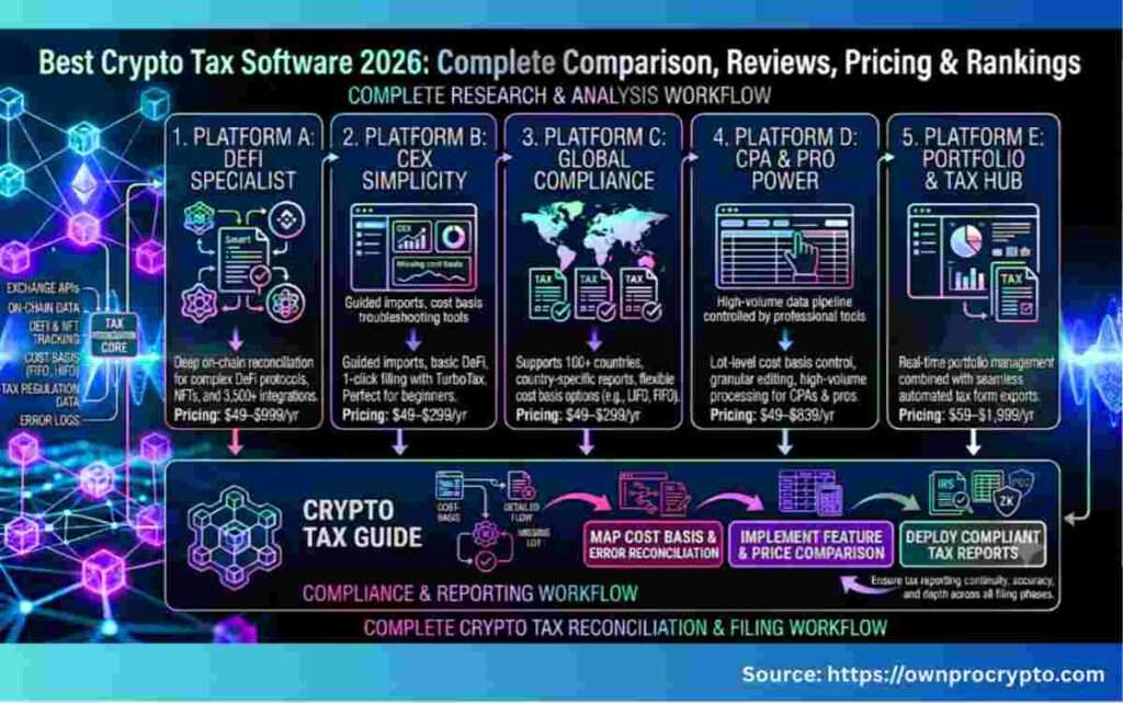 Infographic of Best Crypto Tax Software 2026: Comparison, Reviews, Pricing & Rankings