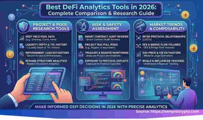 Infographic of Best DeFi Analytics Tools in 2026: Complete Comparison & Research Guide