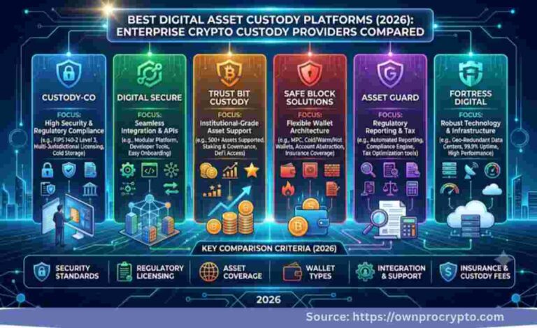 Infographic of Best Digital Asset Custody Platforms (2026): Enterprise Crypto Custody Providers Compared