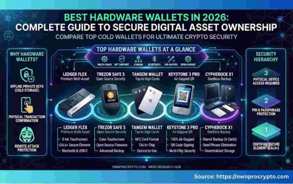 Infographic of Best Hardware Wallets in 2026: Complete Guide to Secure Digital Asset Ownership