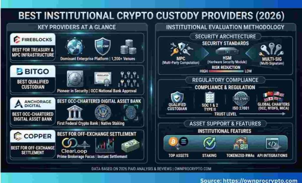 infographic of Best Institutional Crypto Custody provider and Reviews