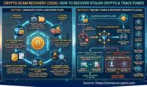 Infographic of Crypto Scam Recovery (2026): How to Recover Stolen Crypto & Trace Funds