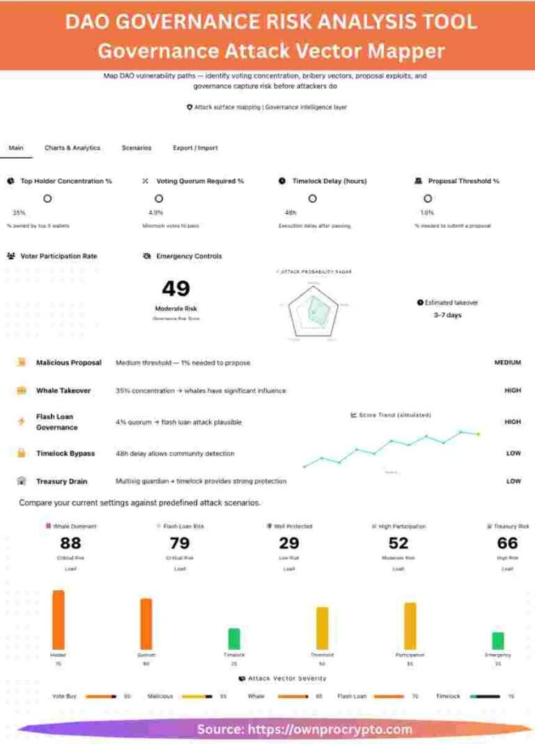 Infographic of DAO Governance Risk Analysis Tool 2026