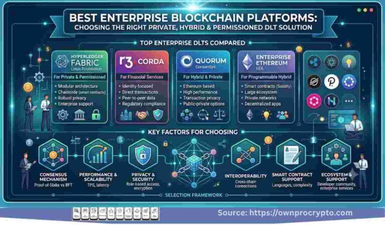 Infographic of Best Enterprise Blockchain Platforms: Choosing the Right Private, Hybrid & Permissioned DLT Solution