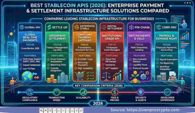 Infographic of Best Stablecoin APIs (2026)- Enterprise Payment & Settlement Infrastructure Solutions Compared