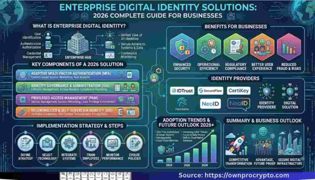 Infographic of Enterprise Digital Identity Solutions: 2026 Complete Guide for Businesses