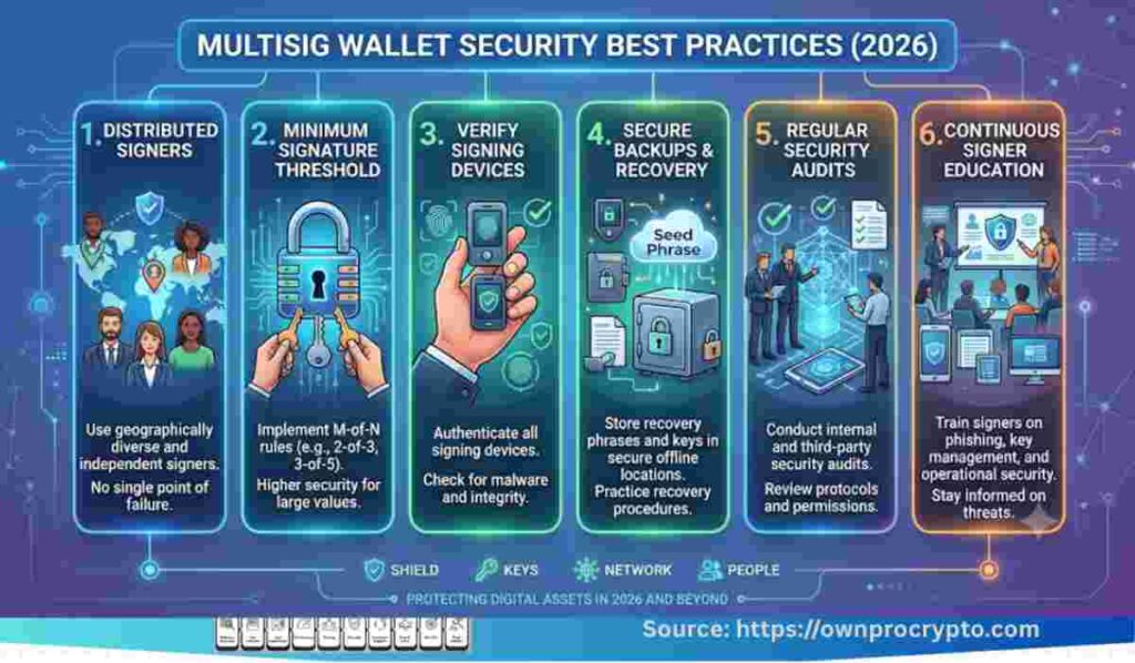 Infographic of Multisig Wallet Security Best Practices (2026)