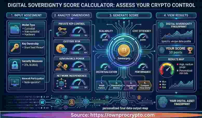 Infographic of Digital Sovereignty Score Calculator 2026: Assess Your Crypto Control